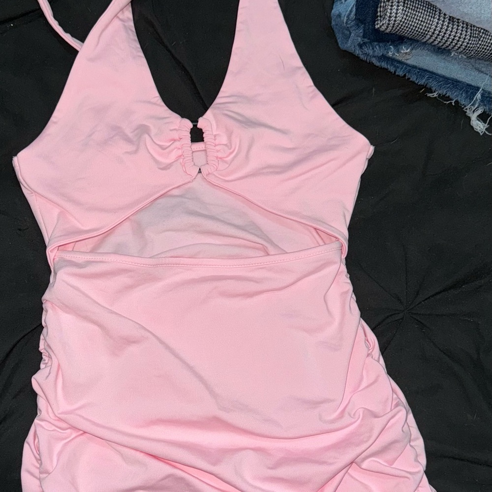 Chic Halter Backless Pink Dress